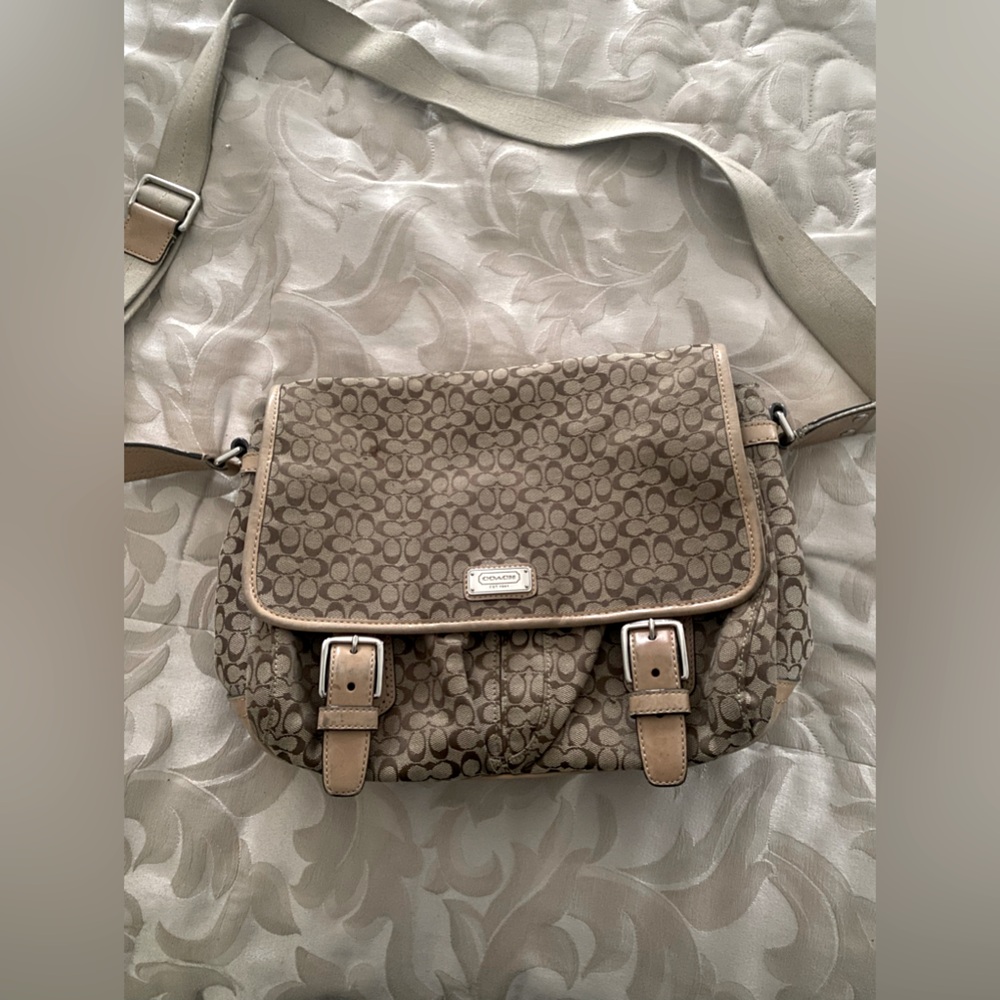 Rare Vintage Coach Signature Jacquard Unisex Saddle Crossbody Messenger Bag